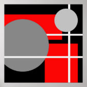 Poster Abstrait rouge gris noir blanc (Devant)
