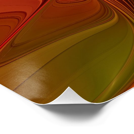 Poster Abstrait Rouge Orange Brown Vert Fractal Art Flowe (Coin)