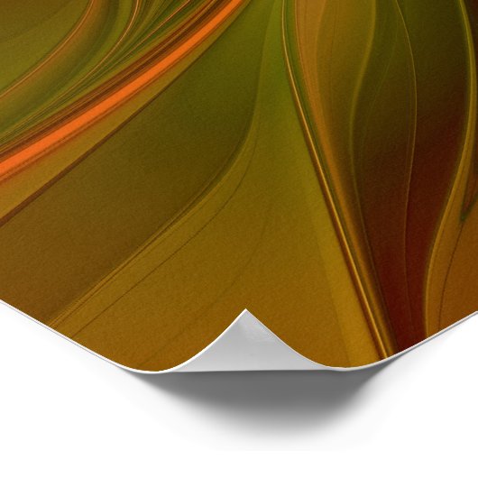 Poster Abstrait Rouge Orange Brown Vert Fractal Art Flowe (Coin)