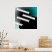 Poster Abstrait sarcelle avec rayons de lumière AP0005 (Cuisine)