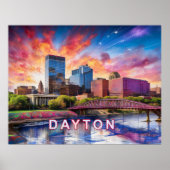 Poster Abstrait Skyline coloré de Dayton, Ohio (Devant)