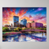 Poster Abstrait Skyline coloré de Dayton, Ohio (Devant)