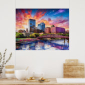 Poster Abstrait Skyline coloré de Dayton, Ohio (Cuisine)