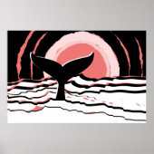 Poster Abstrait Sunset Swim Whale Fin Océan (Devant)