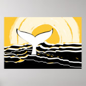 Poster Abstrait Sunsrise Baleine Fin Mer Jaune & Noir (Devant)