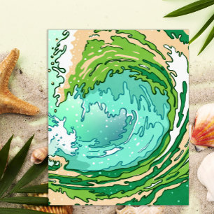 Poster Abstrait Swirl Turquoise Green Ocean Wave Art