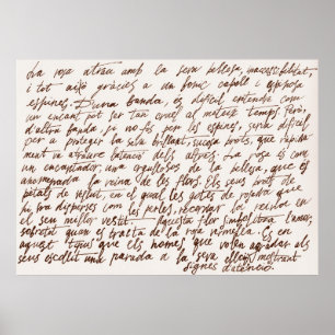 Poster Abstrait texte manuscrit noir rétro illisible.
