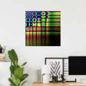 Poster Abstrait Trippy Stripes Cercles Carré (Bureau à domicile)