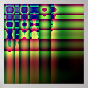 Poster Abstrait Trippy Stripes Cercles Carré