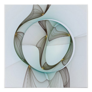 Poster Abstrait Turquoise Brown Gold Elegance