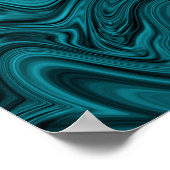 Poster Abstrait Turquoise Et Black Liquid Art (Coin)