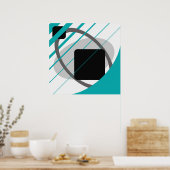 Poster Abstrait Turquoise gris blanc blanc cassé noir AP0 (Cuisine)