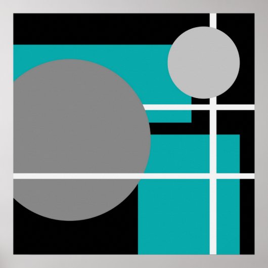 Poster Abstrait Turquoise gris noir blanc AP0001 (Devant)