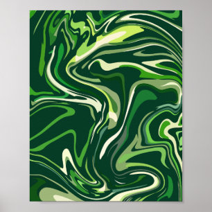Poster Abstrait vert biologique avec mouvement fluide
