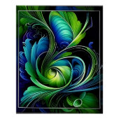 Poster abstrait vert bleu (Devant)