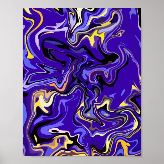 Poster Abstrait vif avec violet, jaune et noir (Devant)