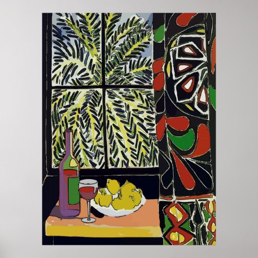 Poster Abstrait, Vin Dans Une Fenêtre De Palmier (Devant)