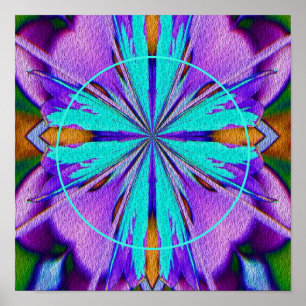 Poster Abstrait Violet Turquoise Frame Cre Votre Propre P