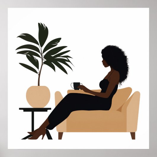 Poster Abstrait visage Black Woman Wall Art (Devant)