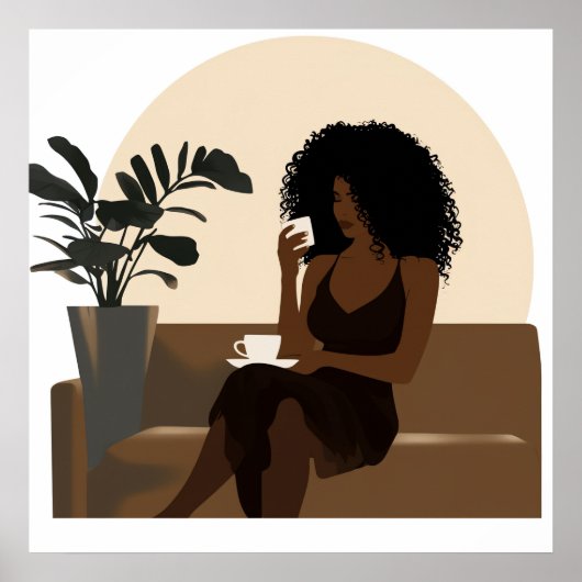 Poster Abstrait visage Black Woman Wall Art (Devant)