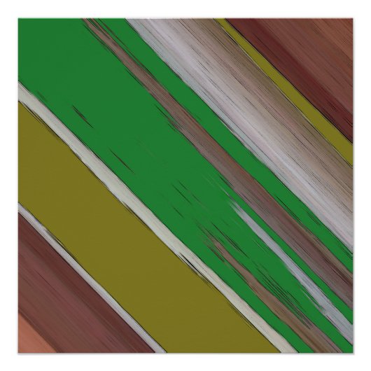 Poster Abstraite diagonale verte et Brown (Devant)