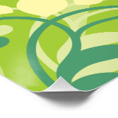 Poster Abstraite flamme florale vert avec Monogramme (Coin)