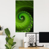 Poster Abstraite fractée classique de la spirale verte de (Bureau à domicile)