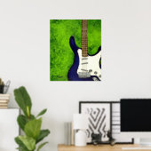 Poster Abstraite guitare électrique bleue avec arrière -  (Bureau à domicile)