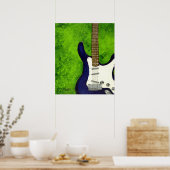 Poster Abstraite guitare électrique bleue avec arrière -  (Cuisine)