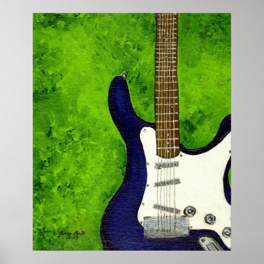 Poster Abstraite guitare électrique bleue avec arrière -  (Devant)