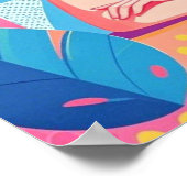 Poster Abstraite mère de chien en bleu rose (Coin)