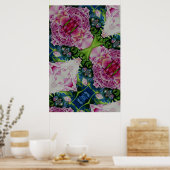 Poster Abstraite peony aquarelle peinture, boho retro (Cuisine)