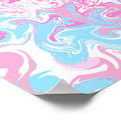 Poster Abstraite vague de couleurs rose, bleu et blanc (Coin)