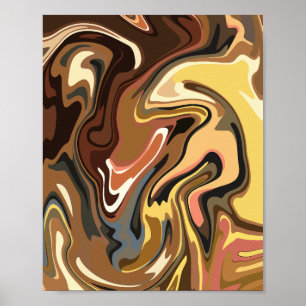 Poster Abstraite vague de tons chauds et chauds