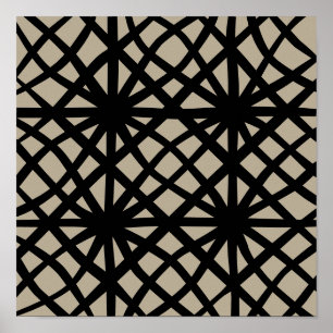Poster Abstraites lignes croisées en noir sur blanc