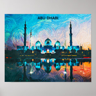 Poster Abu Dhabi aux couleurs Émirats arabes unis peintur