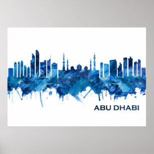 Poster Abu Dhabi UAE Skyline Blue