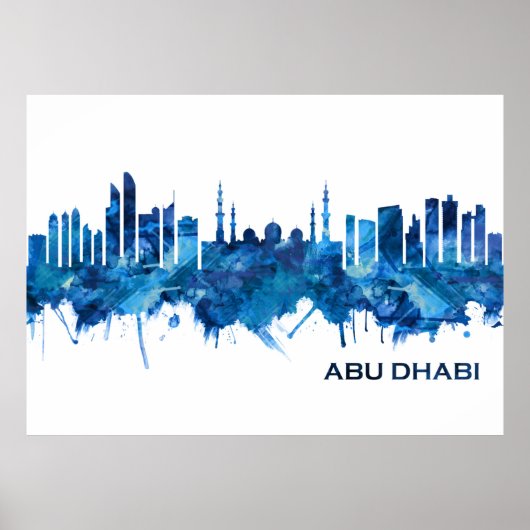 Poster Abu Dhabi UAE Skyline Blue (Devant)