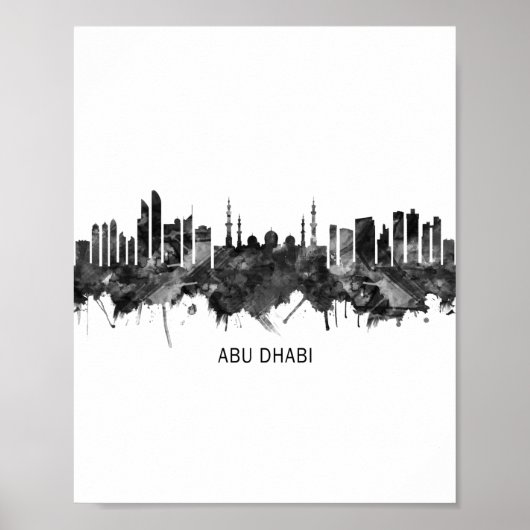 Poster Abu Dhabi UAE Skyline BW (Devant)