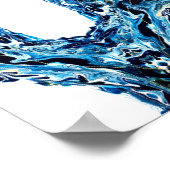 Poster Abyss Blue Abstract Acrylic Paint Pour Fluid Art (Coin)