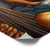 Poster Abyssinian Cat Sitting by Fireplace with Christmas (Coin)