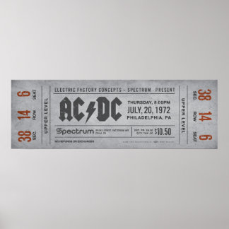 Poster AC/DC Concert Ticket – Vintage Rock Wall Art Print