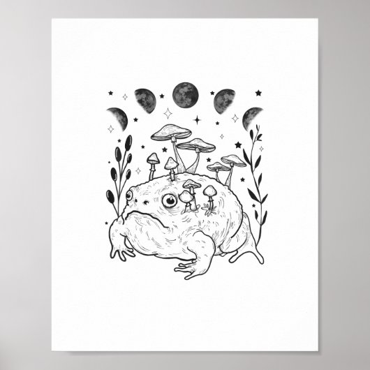 Poster Academia Moon Witchy Goblincore Aesthetic Frog (Devant)
