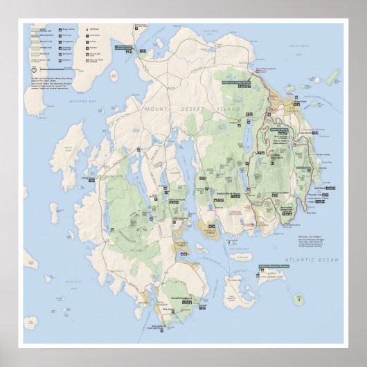 Poster Acadia-kaart (Voorkant)