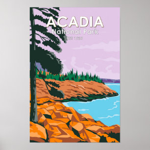Poster Acadia National Park Bar Harbor Vintage 
