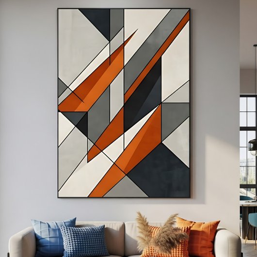 Poster Accent Abstrait Moderne Orange Brûlé