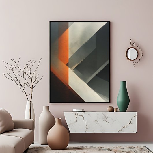 Poster Accent Concret Orange Abstrait Moderne