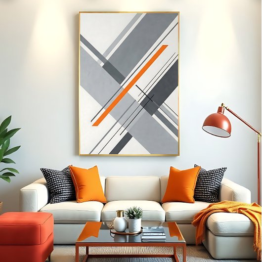Poster Accent géométrique minimaliste orange