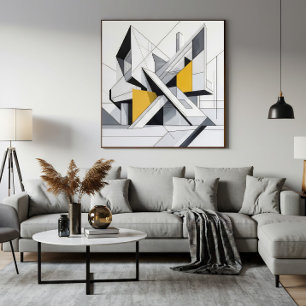 Poster Accents jaunes d'architecture abstraite moderne