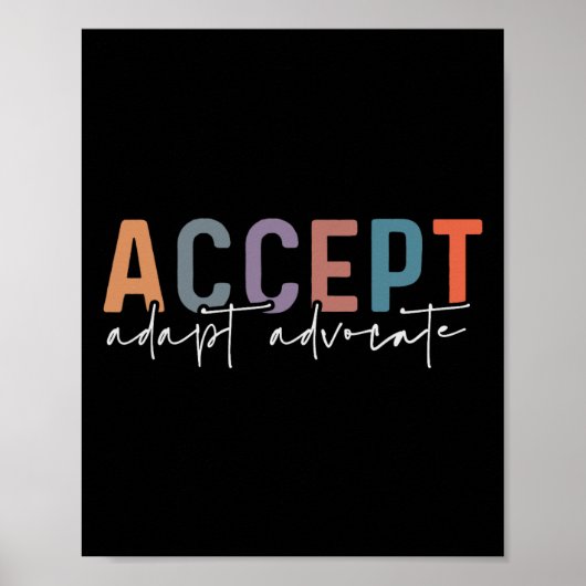 Poster Accepter Adapt Advocate Enseignant de l'éducation  (Devant)